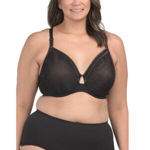 CURVY COUTURE Black Full Figure Shimmer Mesh Unlined Underwire Bra